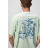Grımelange Alonzo Erkek Oversize Fit %100 Pamuk Nakışlı Ve Baskılı Mint Yeşil T-shirt Mint Yeşili