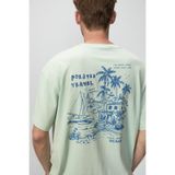 GRIMELANGE ALONZO Erkek Oversize Fit %100 Pamuk Nakışlı Ve Baskılı Mint Yeşil T-Shirt