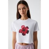 GRIMELANGE AMBESSA Kadın Bisiklet Yaka Oversize Beyaz T-Shirt