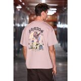 Grimelange Amıdıo Erkek %100 Organik Pamuklu Baskı Detaylı Regular Fit Yuvarlak Yaka Pudra T-Shirt - 2XL