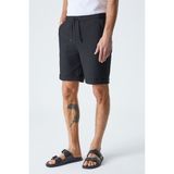 Grimelange Ardıan Erkek Comfort Fit Cepli Kordonlu Lastikli Bel Siyah Şort & Bermuda