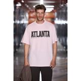 GRIMELANGE ATLANTA Erkek %100 Pamuklu Kısa Kollu Baskı Detaylı Koyu Pembe T-Shirt