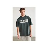 Grimelange Atlanta Erkek %100 Pamuklu Kısa Kollu Baskı Detaylı Yeşil T-Shirt - XS