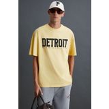Grimelange Atlanta Erkek%100 Pamuklu Kısa Kollu Baskı Detaylı Sarı T-Shirt