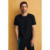Grimelange Axıon Erkek %100 Organik Pamuklu Yuvarlak Yakalı Regular Fit Siyah T-Shirt - XL
