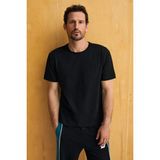 GRIMELANGE AXION Erkek %100 Organik Pamuklu Yuvarlak Yakalı Regular Fit Siyah T-Shirt