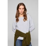 GRIMELANGE Basıl Kadın %100 Organik Pamuk Bisiklet Yaka Oversize Fit Uzun Kollu Grimelanj T-Shirt