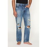 GRIMELANGE BECKETT Erkek Straight Fit Yırtık Detaylı Jean Mavi Pantolon