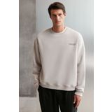 GRIMELANGE Bryan Erkek Yumuşacık Kumaşlı 3 Iplik Oversize Bol Kesim Yuvarlak Yakalı Baskılı Gri Sweatshirt