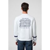 Grimelange CAMDEN Erkek Önü Kolları Ve Sırtı Baskılı Oversize Fit Bisiklet Yaka Beyaz Sweatshirt - XL