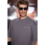 Grimelange Capıso Erkek %100 Organik Pamuklu Baskı Detaylı Regular Fit Yuvarlak Yaka Koyu Gri T-Shirt - XL