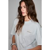 GRIMELANGE CASSIANE Kadın Bisiklet Yaka Kısa Kollu Ön Ve Arka Baskılı Regular Açık Mavi T-Shirt