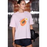 GRIMELANGE CASSIANE Kadın Bisiklet Yaka Kısa Kollu Ön Ve Arka Baskılı Regular Pembe T-Shirt