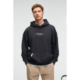 GRIMELANGE CLAY Erkek %100 Pamuk Kapüşonlu Çıtçıtlı Baskılı Cebi Süs Etiketli Antrasit Sweatshirt