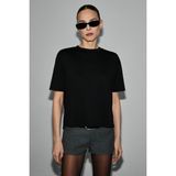 Grimelange Colena Kadın Organik Pamuklu Bisiklet Yaka Oversize Fit Kısa Kollu Siyah T-Shirt - XL