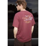 Grimelange Colıbrı Erkek Ön Arka Baskı Detaylı Oversize Kısa Kollu Bisiklet Yaka Organik Pamuklu Kiremit Rengi T-Shirt - 2XL