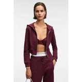 GRIMELANGE COSIMA Kadın Metal Fermuarlı Kapüşonlu Crop Bordo Sweatshirt