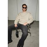 GRIMELANGE COYOTES Erkek Bisiklet Yaka Kangru Cepli Organik Pamuk Regular Fit Açık Haki Sweatshirt