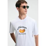 Grimelange CRISP Erkek Oversize %100 Pamuk Baskılı Yuvarlak Yaka Beyaz T-Shirt - 2XL