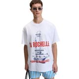 GRIMELANGE CRUNCH Erkek Oversize %100 Pamuk Baskılı Yuvarlak Yaka Beyaz T-Shirt