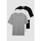 Grimelange Cultivated Erkek 3'lü Kalın Dokulu Regular %100 Organik Pamuk T-shirt, Çok Renkli, 2XL