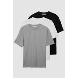 Grimelange Cultivated Erkek 3'lü Kalın Dokulu Regular%100 Organik Pamuk T-shirt, Çok Renkli, XL