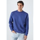Grimelange Dane Erkek Organik Kumaşlı Yumuşacık Koyu Mavi Sweatshirt Koyu Mavi