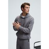 GRIMELANGE DASHIELL Erkek Kapüşonlu Kordonlu Önü Baskılı Koyu Gri Sweatshirt