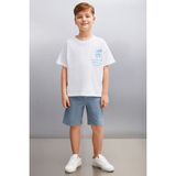 Grimelange Davy Erkek Beyaz T-Shirt, 5-6 Yaş