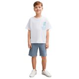 Grimelange Davy Erkek Beyaz T-Shirt, 9-10 Yaş