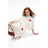 GRIMELANGE DELYRA Kadın Bisiklet Yaka Rahat Kesim Nakış Detaylı Ekru Sweatshirt
