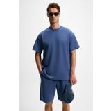 Grimelange Donyel Erkek Bisiklet Yaka Kısa Kol Regular İndigo T-Shirt, XL