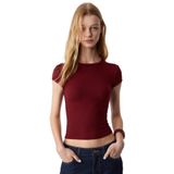 Grimelange Dulce Kadın Slim Fit Kısa Kollu Kiremit Rengi T-Shirt, XL
