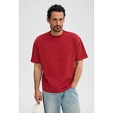Grimelange Dunno Erkek %100 Organik Pamuk Yuvarlak Yakalı Regular Fit Kırmızı T-Shirt - 2XL