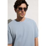 GRIMELANGE DUNNO Erkek %100 Organik Pamuk Yuvarlak Yakalı Regular Fit Mavi T-Shirt