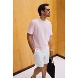 GRIMELANGE DUNNO Erkek %100 Organik Pamuk Yuvarlak Yakalı Regular Fit Pembe T-Shirt