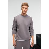 GRIMELANGE EDMUND Erkek Kolu Baskılı Eteği Lastik ve Stoperli Bisiklet Yaka Koyu Gri Sweatshirt