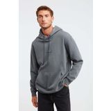 GRIMELANGE Epıc Erkek Yumusaçık Kumaşlı Kapüşonlu Kordonlu Regular Fit Nakışlı Açık Gri Sweatshirt