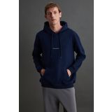 GRIMELANGE Epıc Erkek Yumusaçık Kumaşlı Nakış Detaylı Kapüşonlu Kordonlu Regular Lacivert Sweatshirt