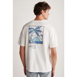 Grimelange Erkek Kısa Kol Beyaz T-shirt Günlük Tarzda Grafik Desenli Rahat Kesim