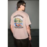 Grimelange Espada Erkek %100 Organik Pamuklu Yuvarlak Yakalı Baskı Detaylı Pudra T-Shirt - 2XL