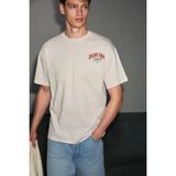 Grimelange Espada Erkek %100 Organik Pamuklu Yuvarlak Yakalı Baskı Detaylı Vanilya T-Shirt - 2XL
