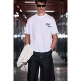 GRIMELANGE FARID Erkek %100 Organik Pamuklu Baskı Detaylı Yuvarlak Yaka Regular Fit Beyaz T-Shirt