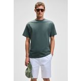 GRIMELANGE FEON Erkek Oversize Geniş Kesim %100 Organik Pamuk Kalın Dokulu Yuvarlak Yaka Koyu Yeşil T-Shirt