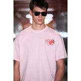 Grimelange Fılıero Erkek %100 Organik Pamuklu Baskı Detaylı Yuvarlak Yaka Regular Fit Pembe T-Shirt - 2XL
