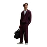 GRIMELANGE GAGE Erkek Kapüşonlu Metal Kuş Gözü Detaylı Fermuarlı Kordonlu Cepli Sweatshirt Bordo