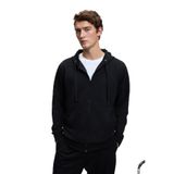 GRIMELANGE GAGE Erkek Kapüşonlu Metal Kuş Gözü Detaylı Fermuarlı Kordonlu Cepli Sweatshirt Siyah