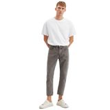 Grimelange Gılberto Erkek Carrot Fit Havuç Paça Eskitme Yıkamalı Kalın Dokulu Denim Gri Jeans, 30/28