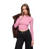 Grimelange GRIGROS Kadın Esnek Kumaşlı Vücuda Oturan Slim Fit Uzun Kollu Lila T-Shirt - XS