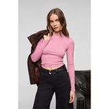 GRIMELANGE GRIGROS Kadın Esnek Kumaşlı Vücuda Oturan Slim Fit Uzun Kollu Lila T-Shirt